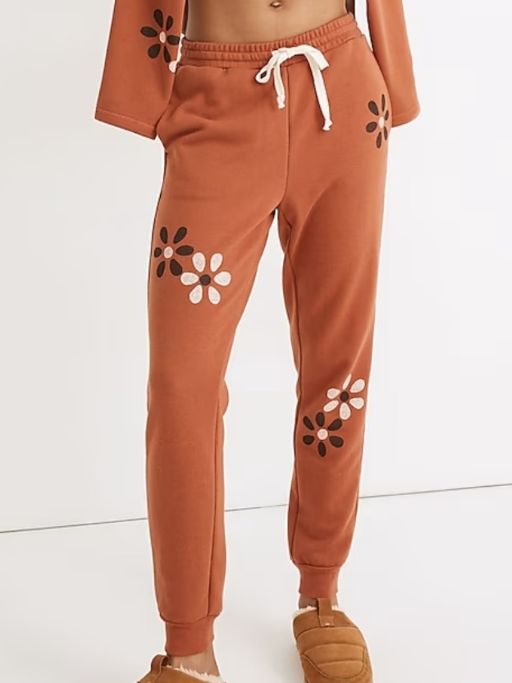 MADEWELL MWL WARM UMBER FLORAL POCKETS EASYGOING SWEATPANTS XS NWT